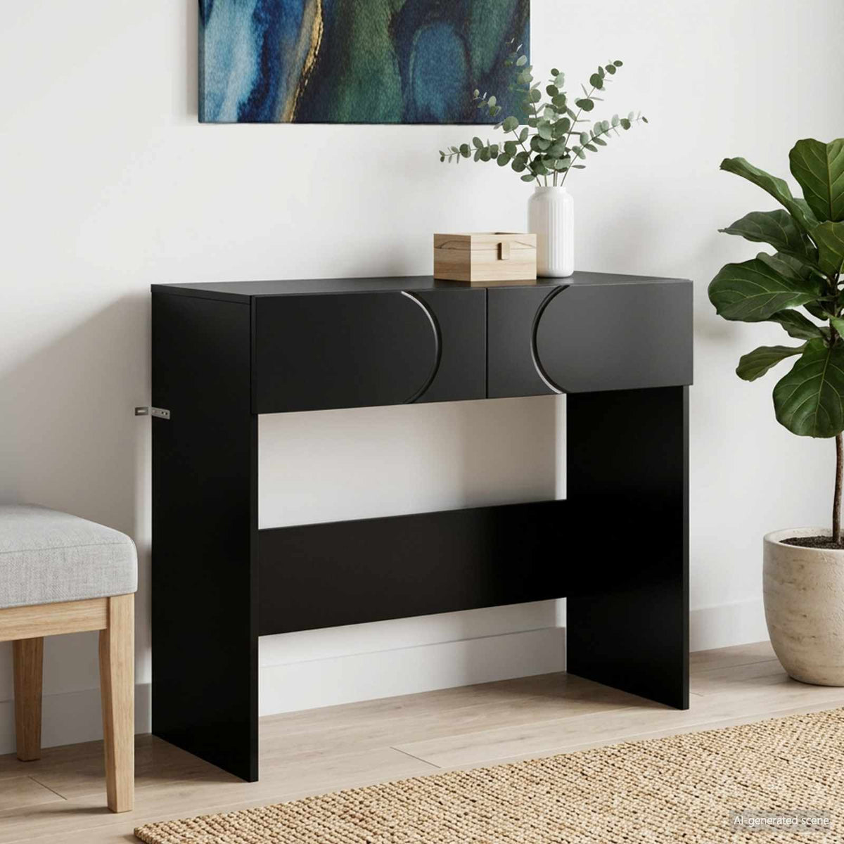 Consoletafel Zwart 96,5 x 38 x 75 cm Bewerkt hout is nu te koop bij PeponiXL, paradijselijk wonen!