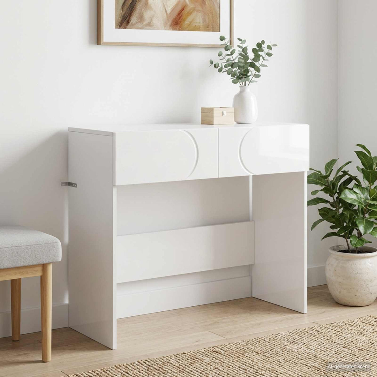 Consoletafel Hoogglans Wit 96,5 x 38 x 75 cm Bewerkt hout is nu te koop bij PeponiXL, paradijselijk wonen!
