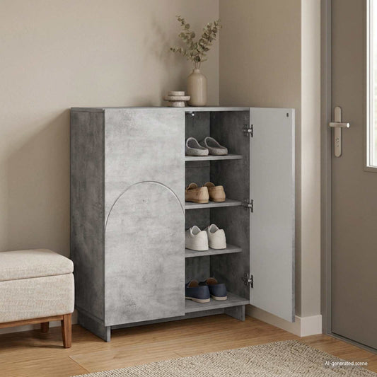 vidaXL Schoenenkast 73 x 38 x 87,5 cm Bewerkt hout Betongrijs