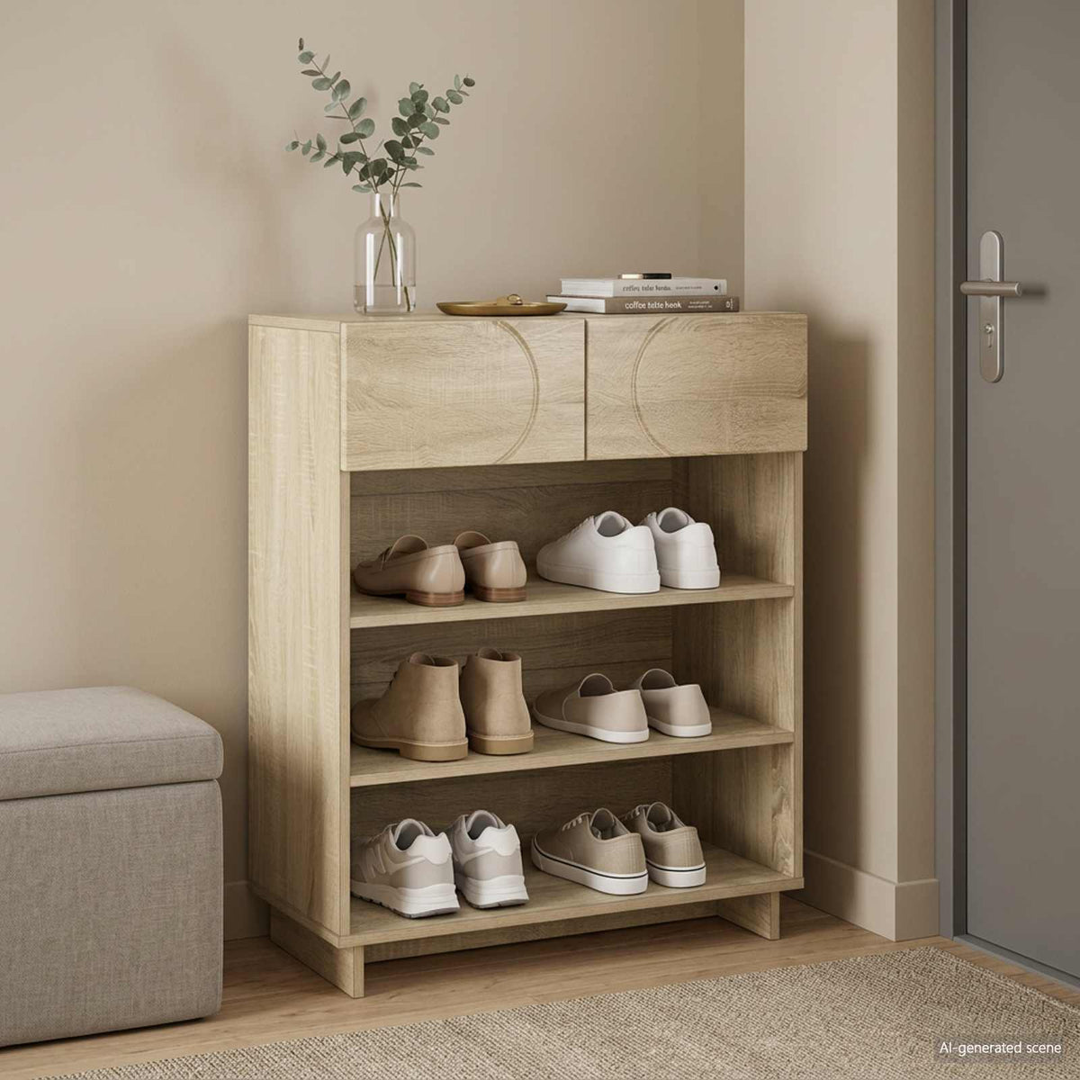 vidaXL Schoenenkast 73 x 38 x 87,5 cm Bewerkt hout Sonoma Eiken