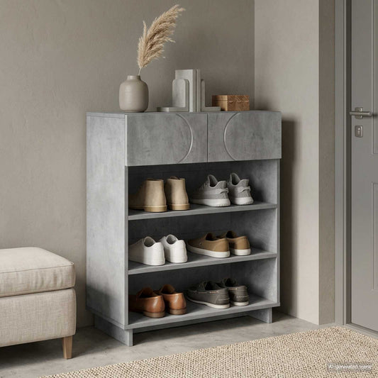 vidaXL Schoenenkast 73 x 38 x 87,5 cm Bewerkt hout Betongrijs