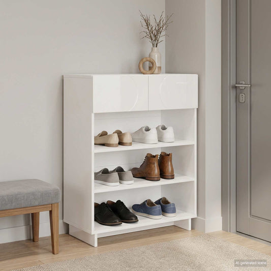 vidaXL Schoenenkast 73 x 38 x 87,5 cm Bewerkt hout Hoogglans Wit
