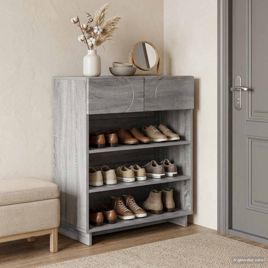 vidaXL Schoenenkast 73 x 38 x 87,5 cm Bewerkt hout Grijs Sonoma