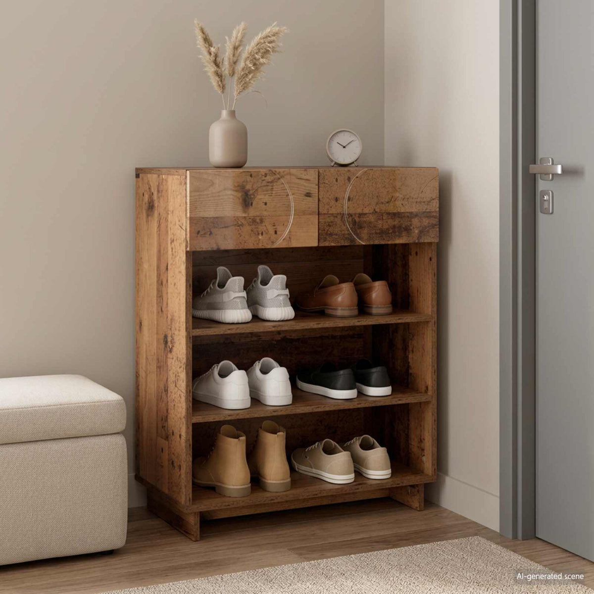 vidaXL Schoenenkast 73 x 38 x 87,5 cm Bewerkt hout Oud hout