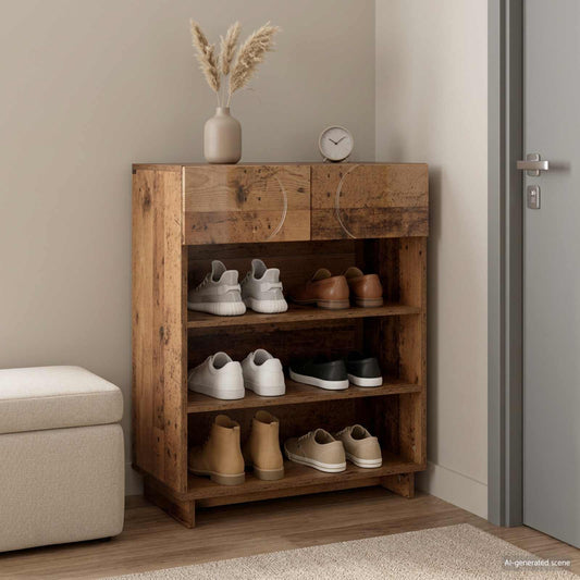 vidaXL Schoenenkast 73 x 38 x 87,5 cm Bewerkt hout Oud hout