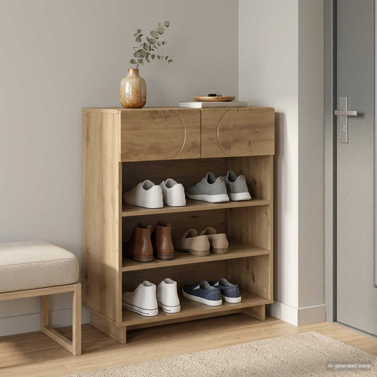 Schoenenkast 73 x 38 x 87,5 cm Bewerkt hout Artisanaal eiken is nu te koop bij PeponiXL, paradijselijk wonen!