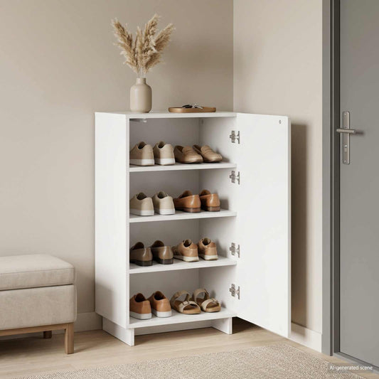 Schoenenkast 48 x 38 x 87,5 cm Bewerkt hout Hoogglans Wit is nu te koop bij PeponiXL, paradijselijk wonen!