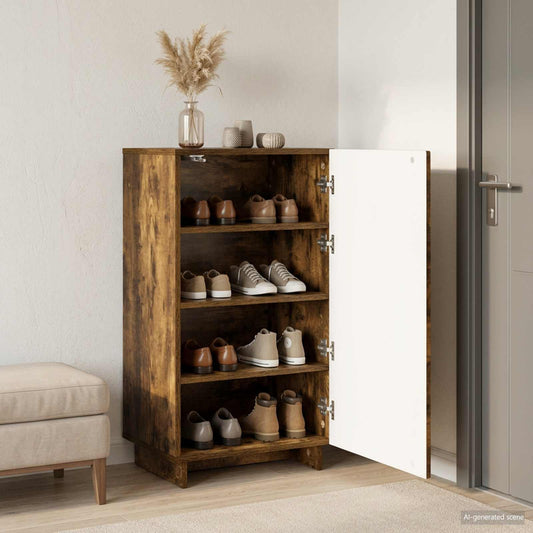 vidaXL Schoenenkast 48 x 38 x 87,5 cm Bewerkt hout Gerookt eiken