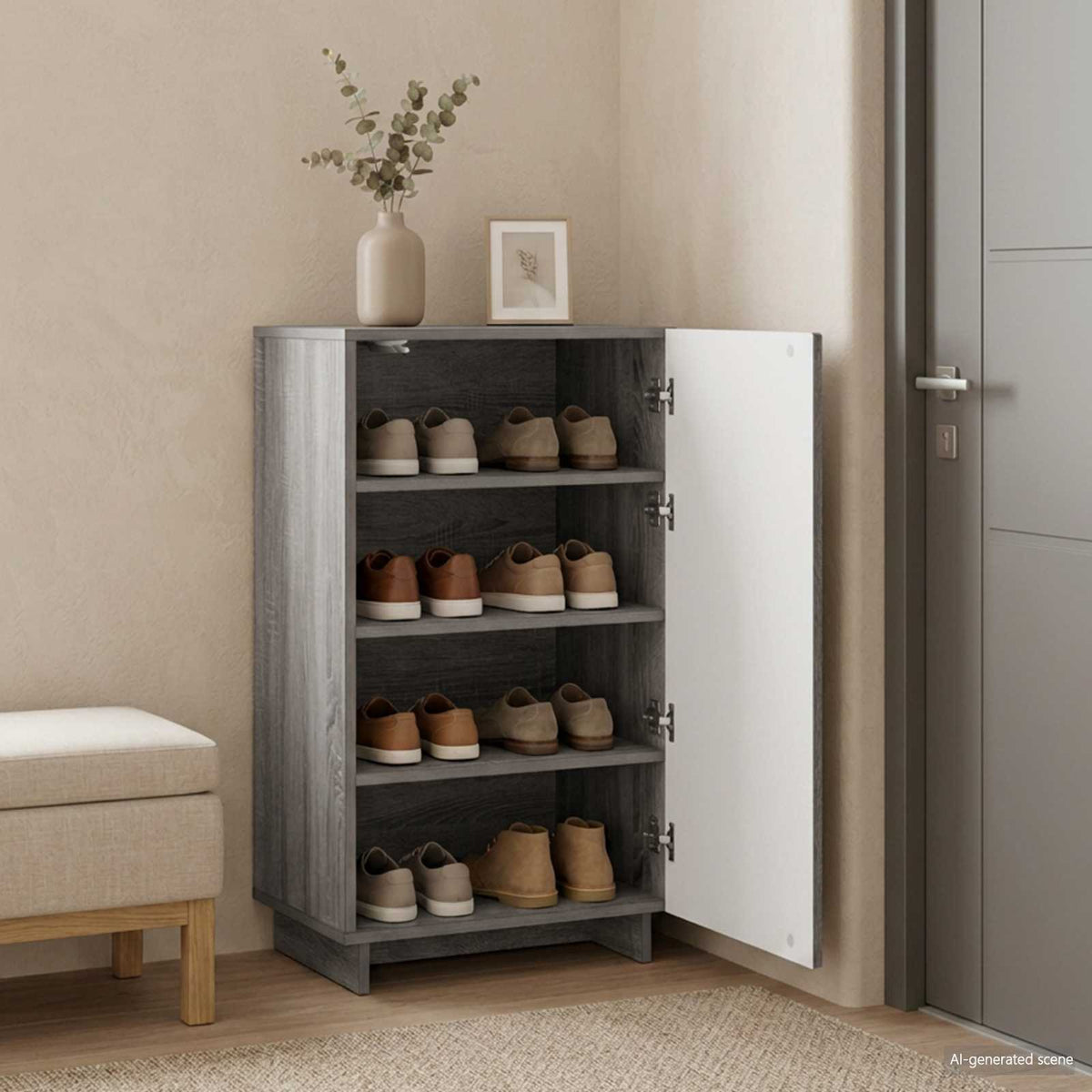 Schoenenkast 48 x 38 x 87,5 cm Bewerkt hout Grijs Sonoma is nu te koop bij PeponiXL, paradijselijk wonen!