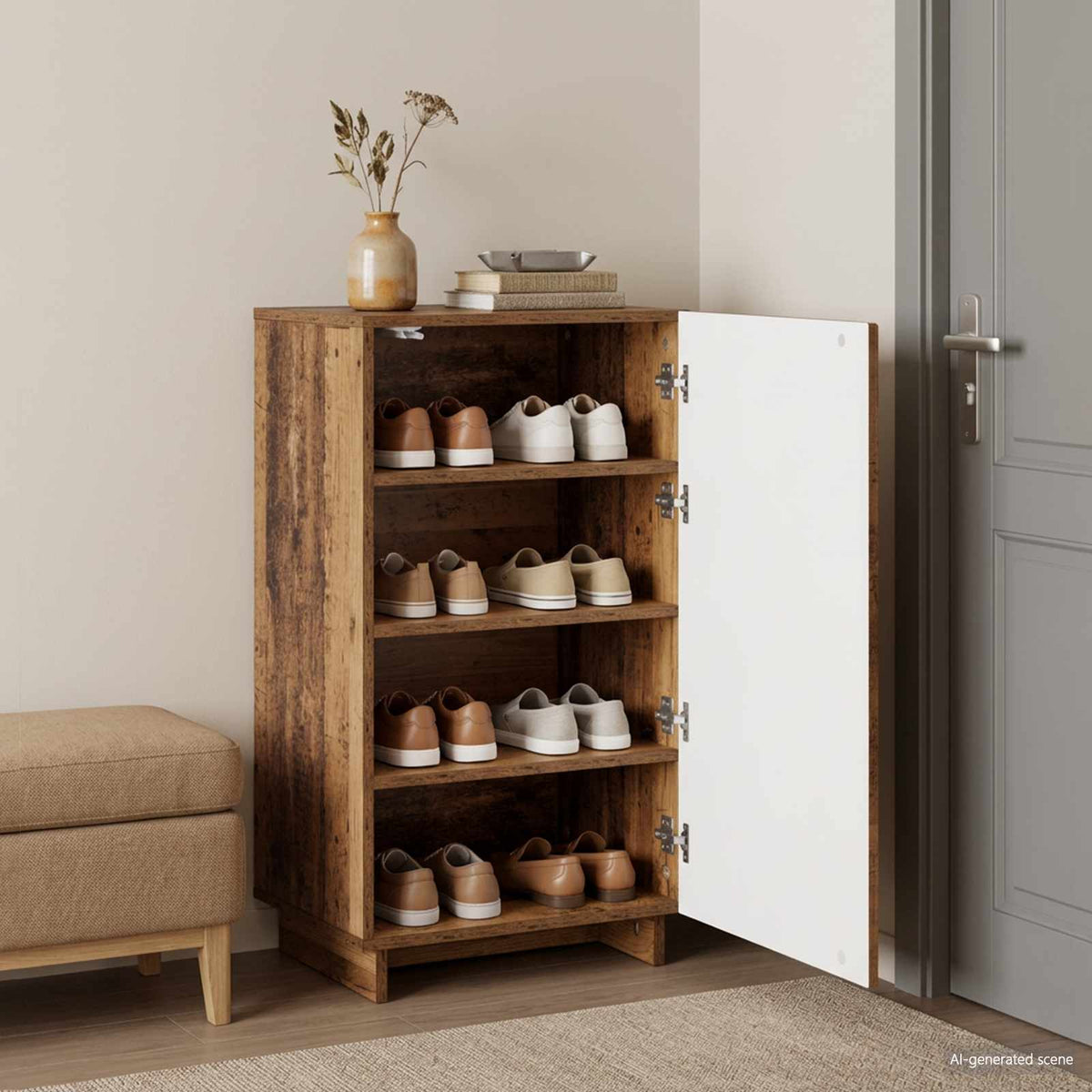 vidaXL Schoenenkast 48 x 38 x 87,5 cm Bewerkt hout Oud hout