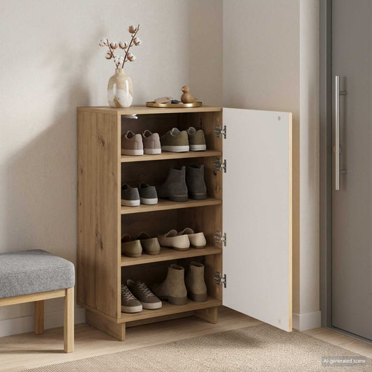 Schoenenkast 48 x 38 x 87,5 cm Bewerkt hout Artisanaal eiken is nu te koop bij PeponiXL, paradijselijk wonen!