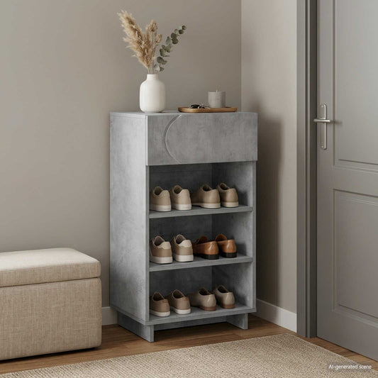 vidaXL Schoenenkast 48 x 38 x 87,5 cm Bewerkt hout Betongrijs