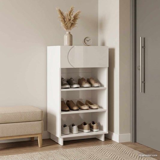vidaXL Schoenenkast 48 x 38 x 87,5 cm Bewerkt hout Hoogglans Wit