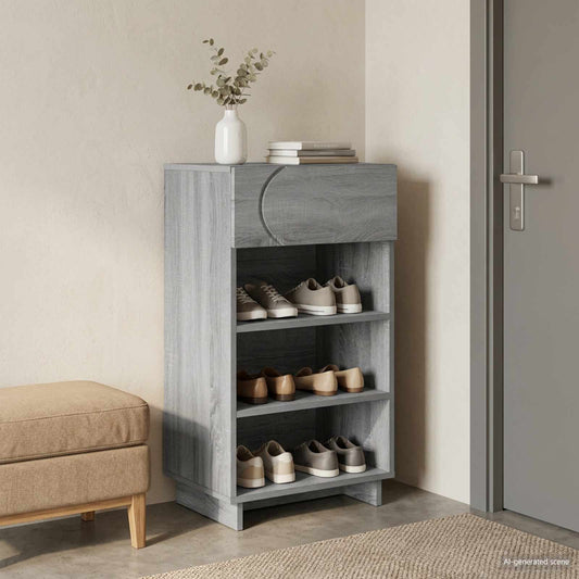 vidaXL Schoenenkast 48 x 38 x 87,5 cm Bewerkt hout Grijs Sonoma