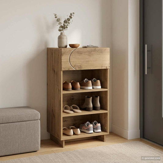 vidaXL Schoenenkast 48 x 38 x 87,5 cm Bewerkt hout Artisanaal eiken