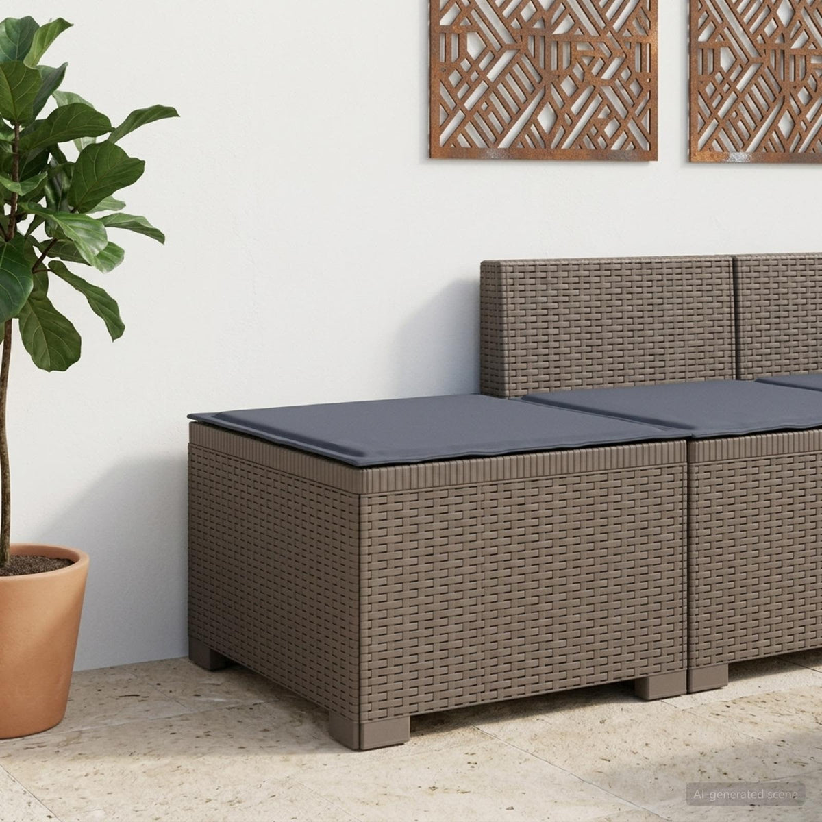 Eénpersoons Tuinbank met Kussen Rattan Look PP Lichtgrijs is nu te koop bij PeponiXL, paradijselijk wonen!