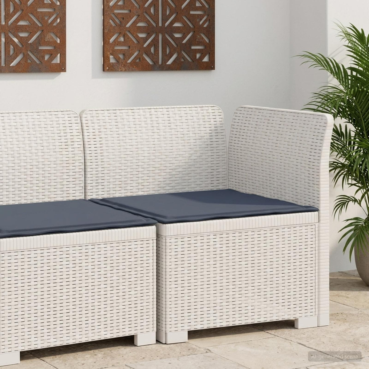 Eénpersoons Tuinbank met Kussen Rattan Look PP Wit is nu te koop bij PeponiXL, paradijselijk wonen!