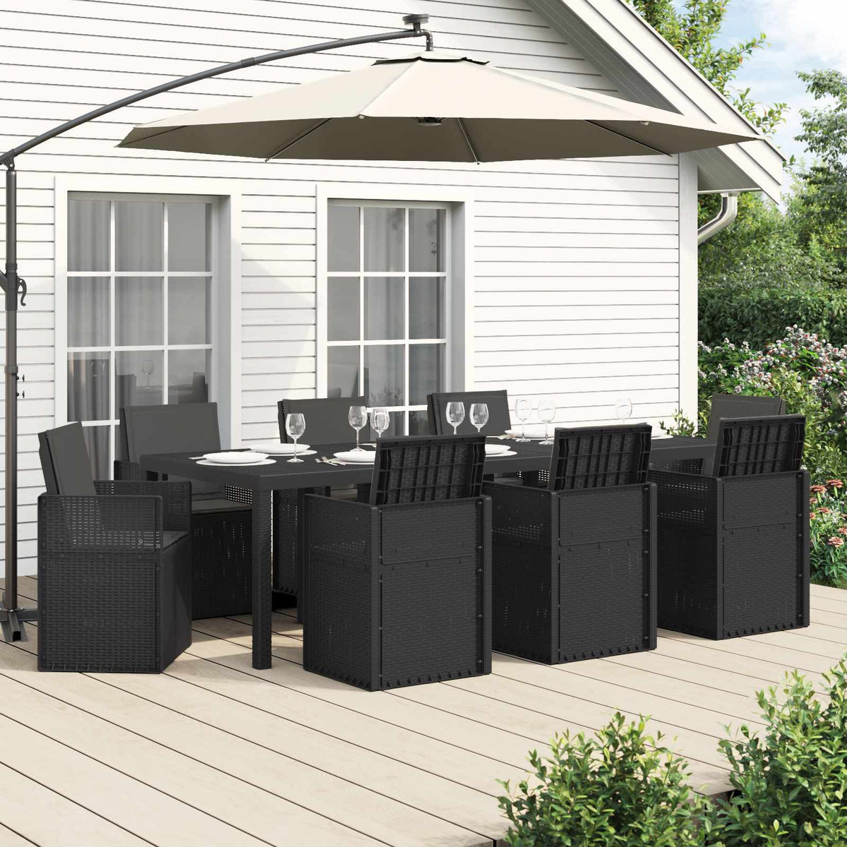 Tuin eettafelset 9 st Antracietkleurig PP is nu te koop bij PeponiXL, paradijselijk wonen!