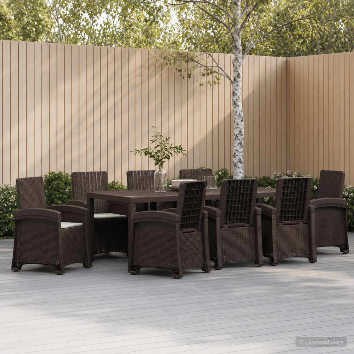 Tuin eettafelset 9 st Bruin en lichtgrijs PP is nu te koop bij PeponiXL, paradijselijk wonen!