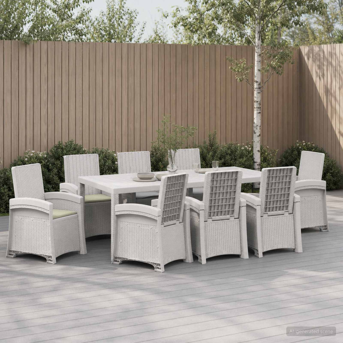 Tuin eettafelset 9 st Wit en crèmekleurig PP is nu te koop bij PeponiXL, paradijselijk wonen!