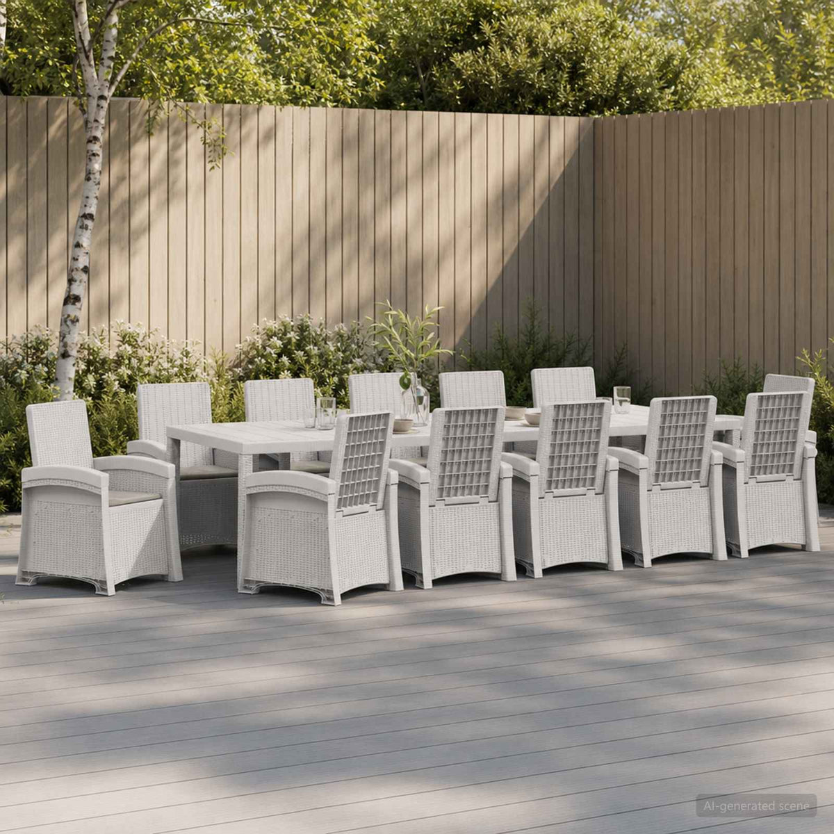 Tuin eettafelset 14 st Wit en Lichtgrijs PP is nu te koop bij PeponiXL, paradijselijk wonen!
