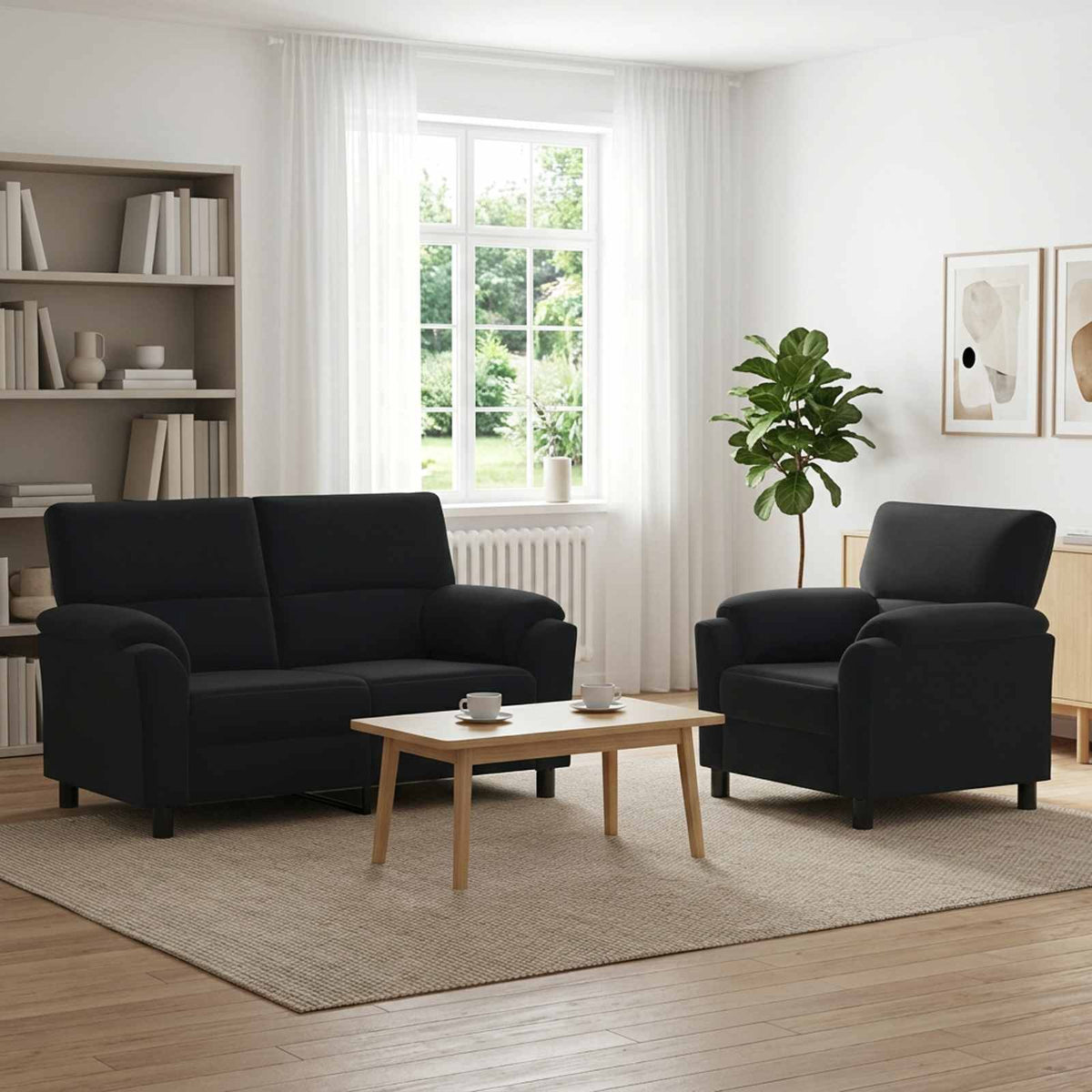 Bankstel 2 pcs Zwart fluweel is nu te koop bij PeponiXL, paradijselijk wonen!
