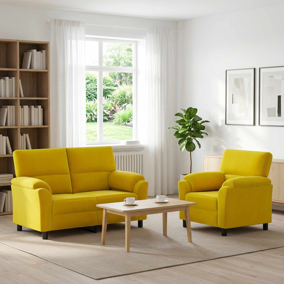 Bankstel 2 pcs Geel fluweel is nu te koop bij PeponiXL, paradijselijk wonen!