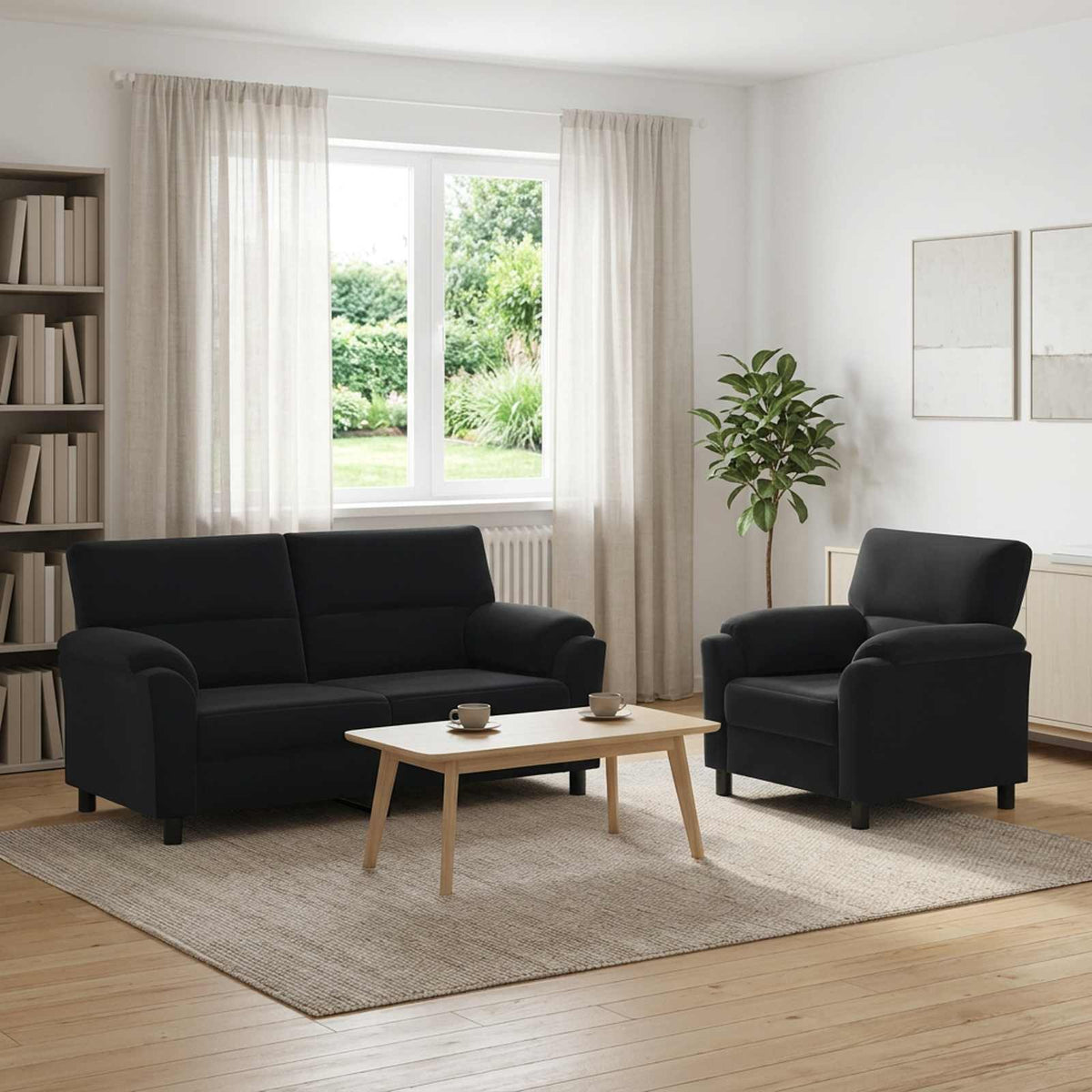 Bankstel 2 pcs Zwart fluweel is nu te koop bij PeponiXL, paradijselijk wonen!