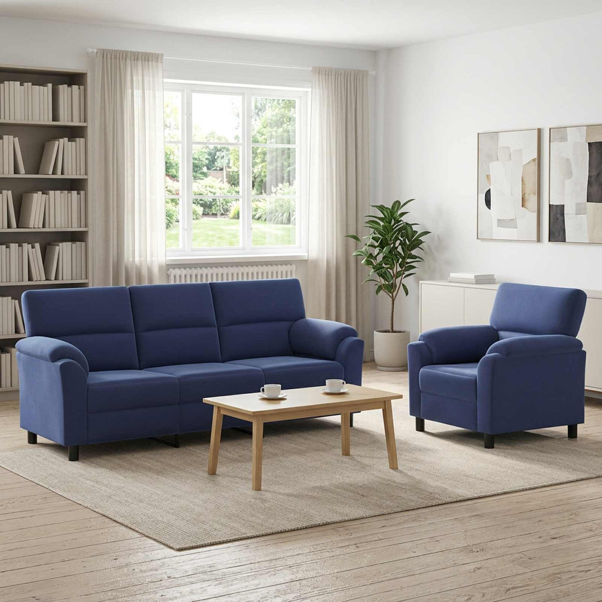Bankstel 2 pcs Politieblauw fluweel is nu te koop bij PeponiXL, paradijselijk wonen!