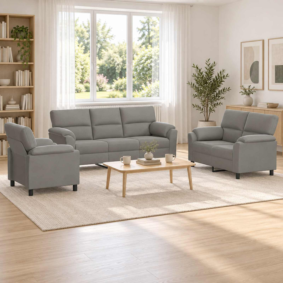 Bankstel 3 pcs Lichtgrijs fluweel is nu te koop bij PeponiXL, paradijselijk wonen!
