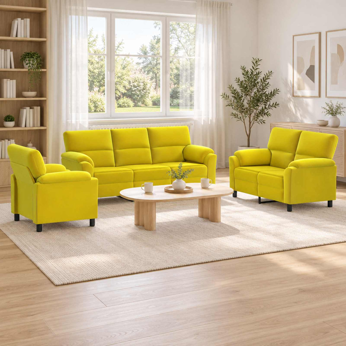 Bankstel 3 pcs Geel fluweel is nu te koop bij PeponiXL, paradijselijk wonen!