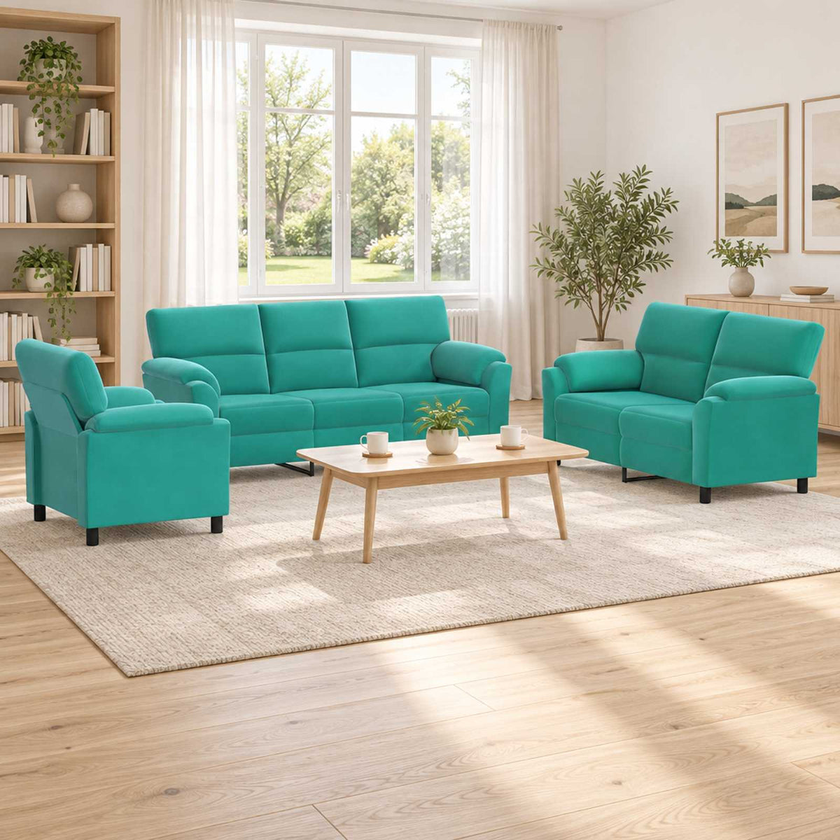 Bankstel 3 pcs Turquoise fluweel is nu te koop bij PeponiXL, paradijselijk wonen!