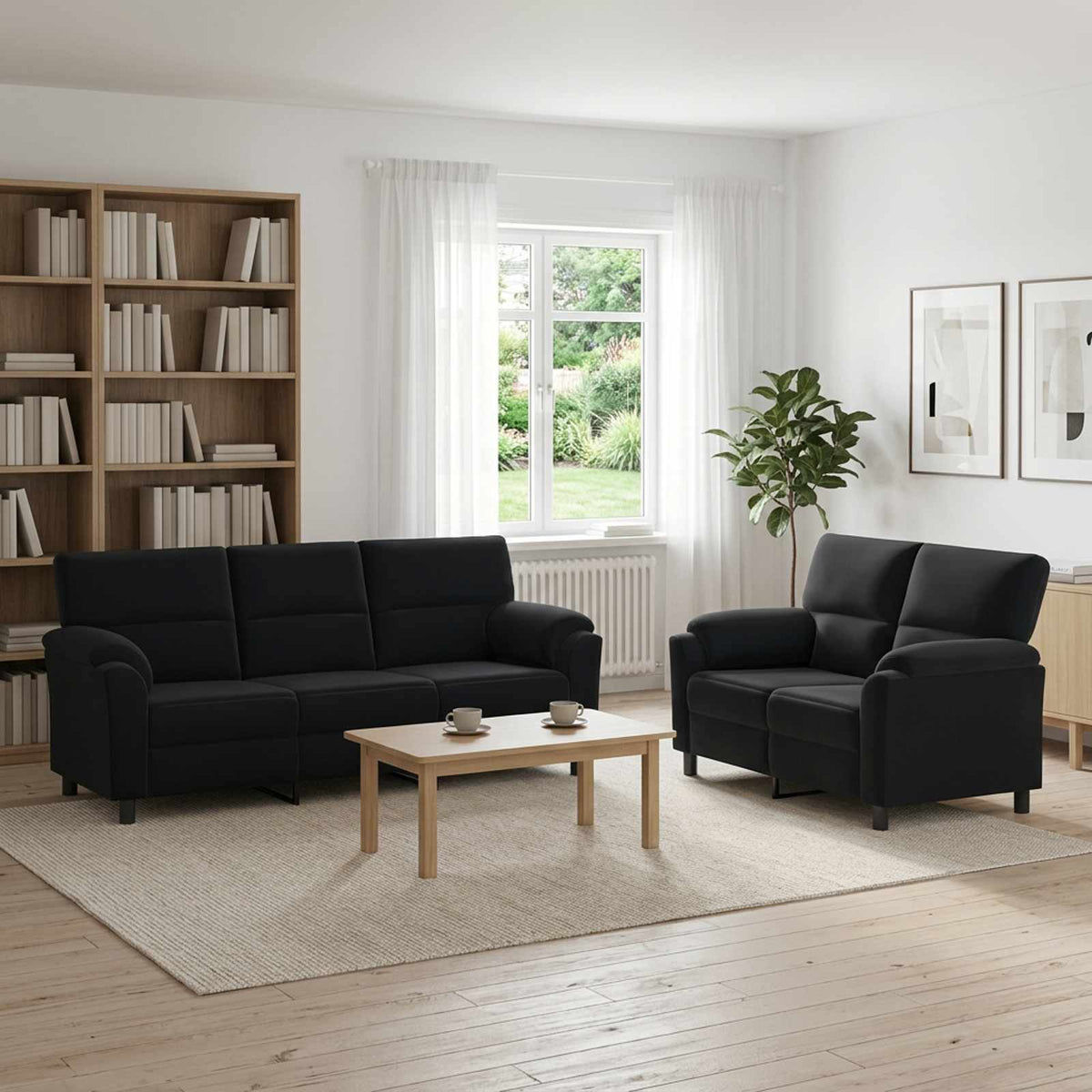 Bankstel 2 pcs Zwart fluweel is nu te koop bij PeponiXL, paradijselijk wonen!