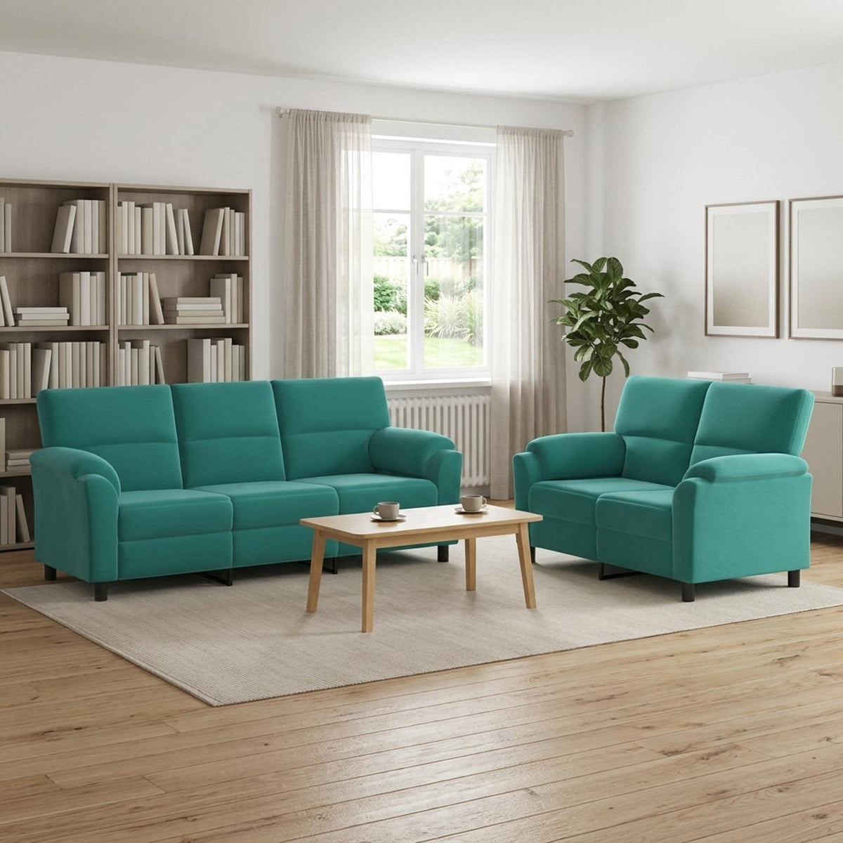 vidaXL Bankstel 2 pcs Turquoise fluweel