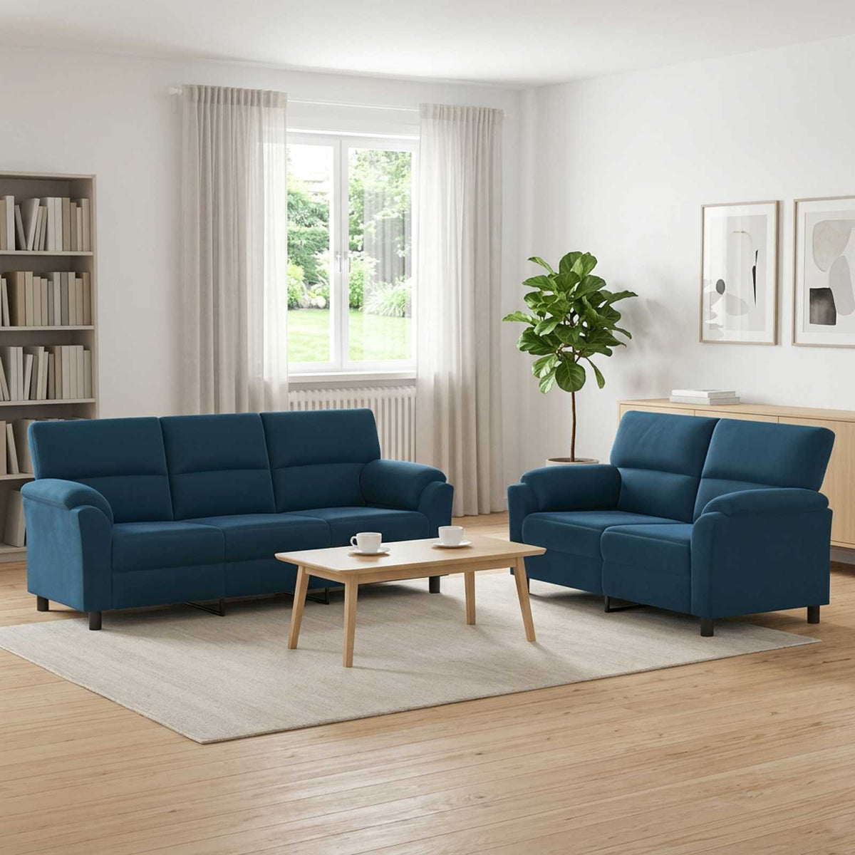 vidaXL Bankstel 2 pcs Blauw fluweel