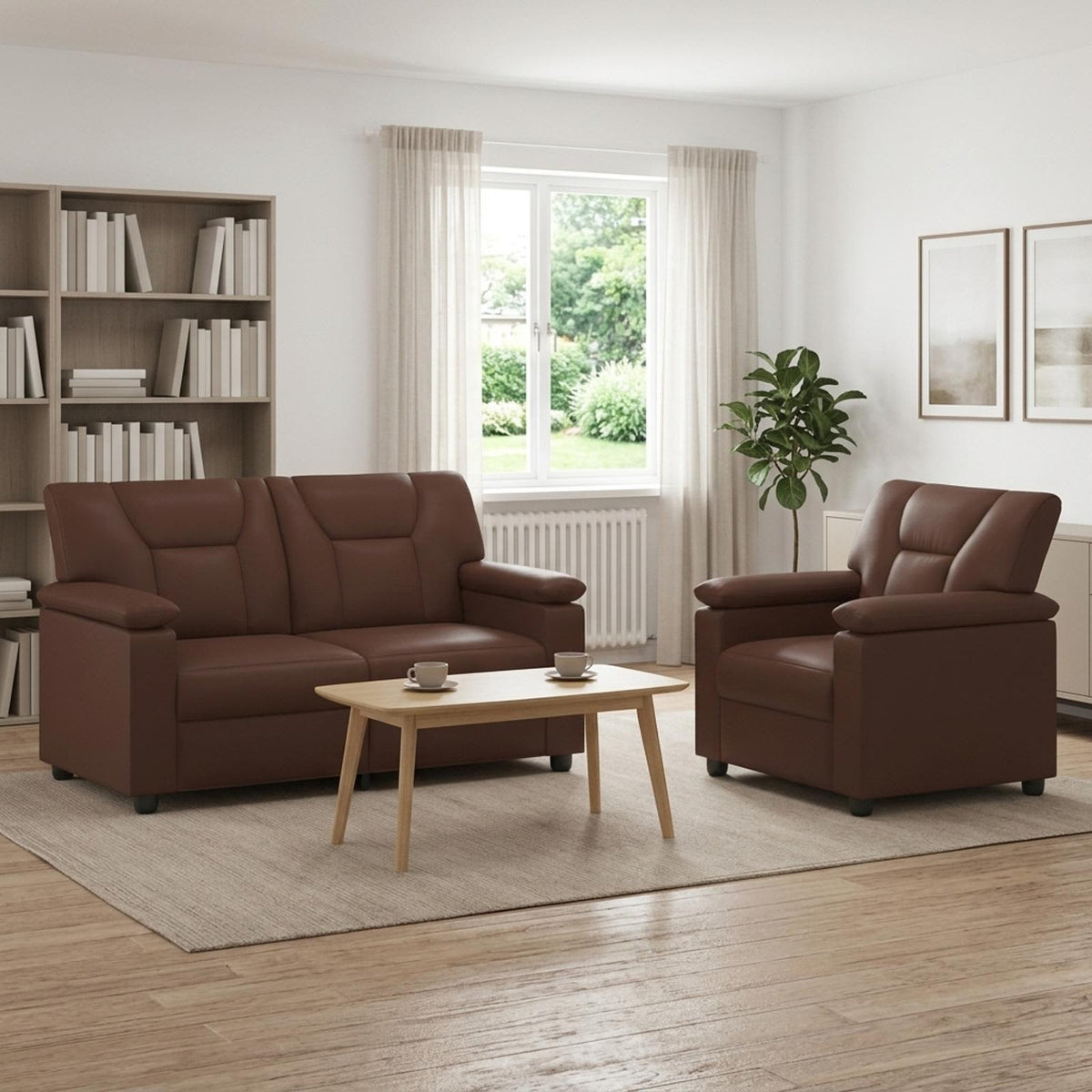 Bankstel 2 pcs Bruin Kunstleer is nu te koop bij PeponiXL, paradijselijk wonen!