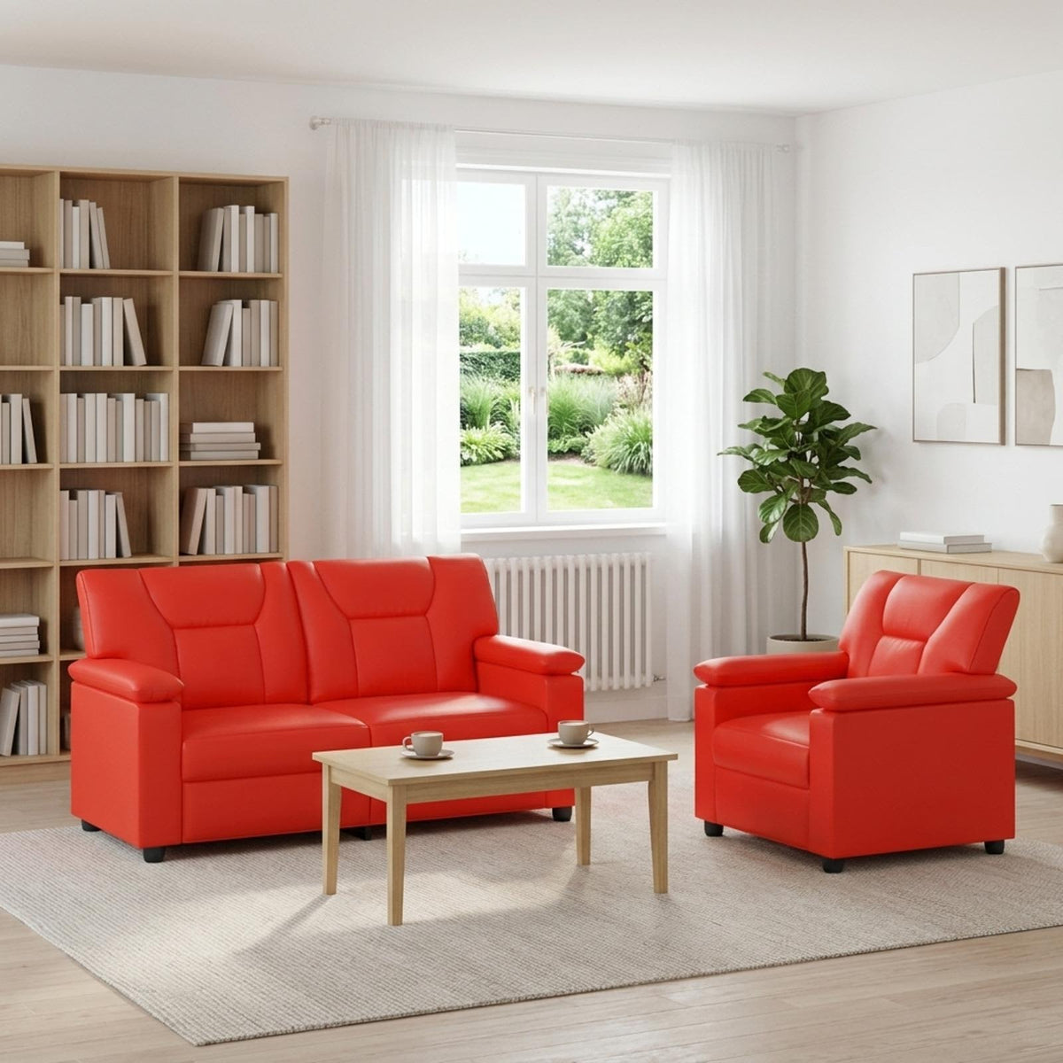 Bankstel 2 pcs Rood Kunstleer is nu te koop bij PeponiXL, paradijselijk wonen!
