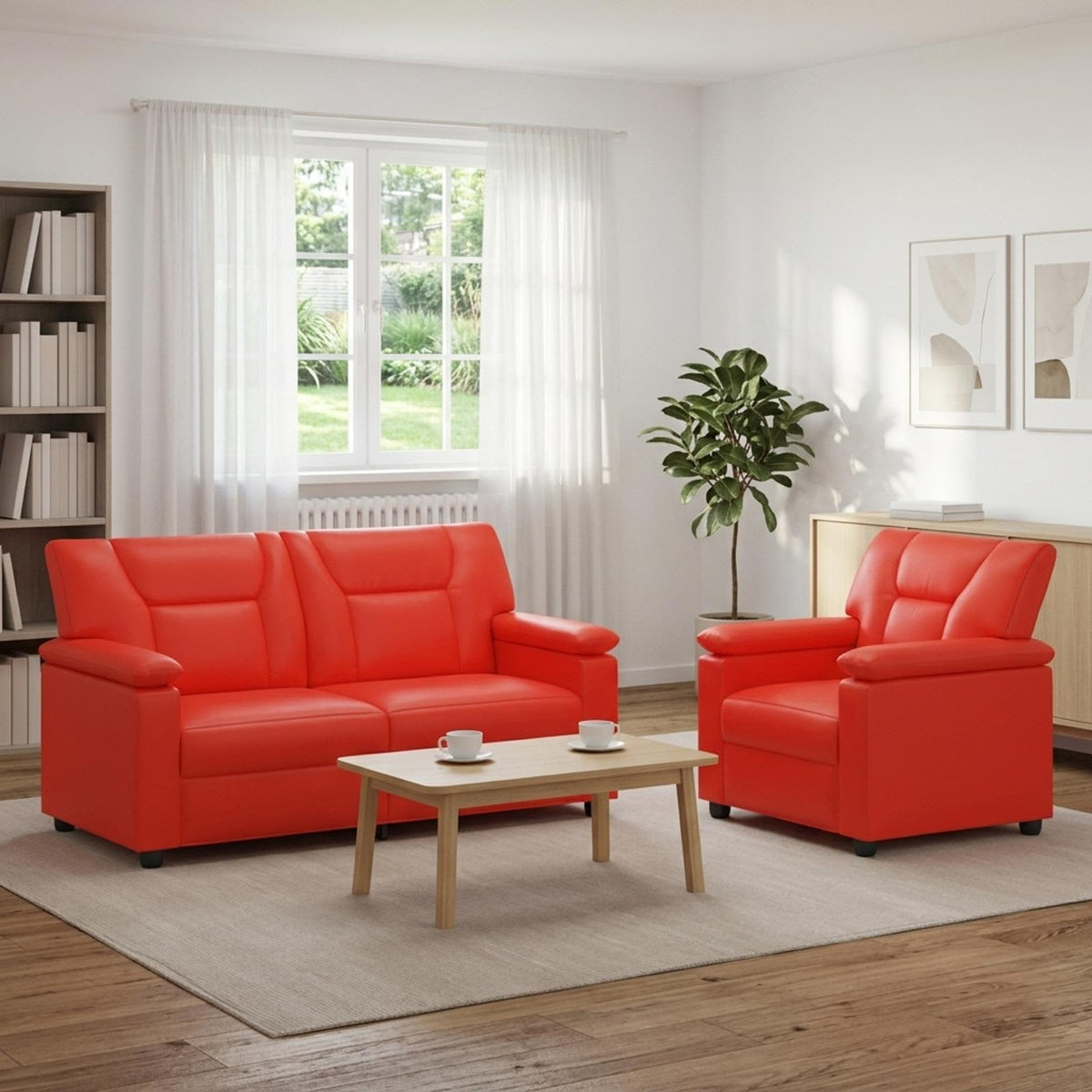 Bankstel 2 pcs Rood Kunstleer is nu te koop bij PeponiXL, paradijselijk wonen!