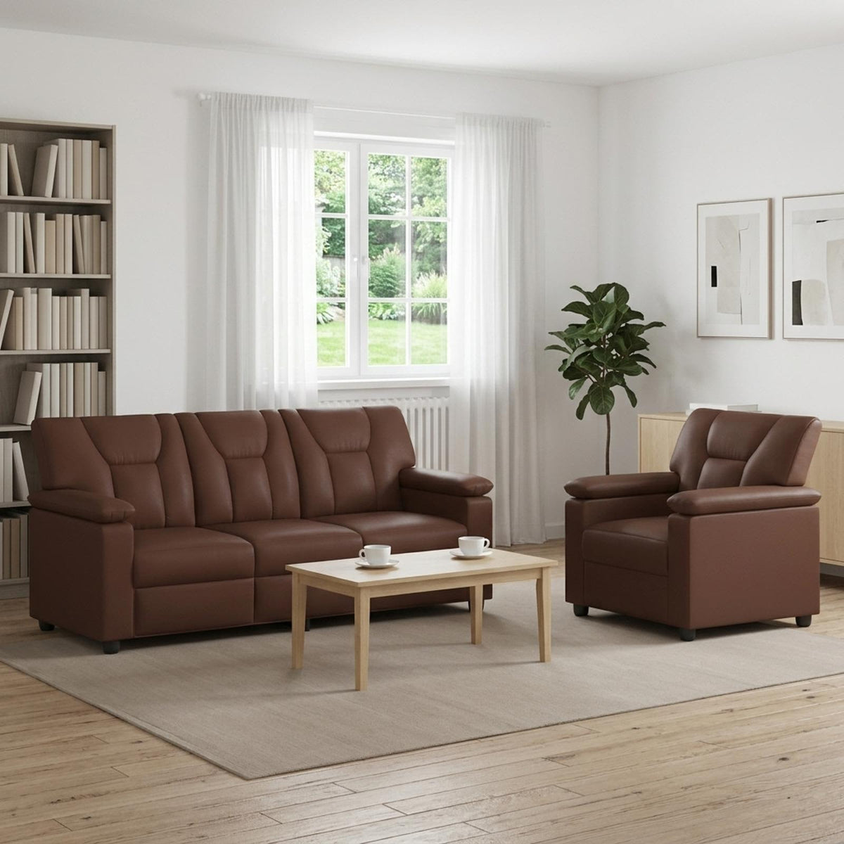 Bankstel 2 pcs Bruin Kunstleer is nu te koop bij PeponiXL, paradijselijk wonen!