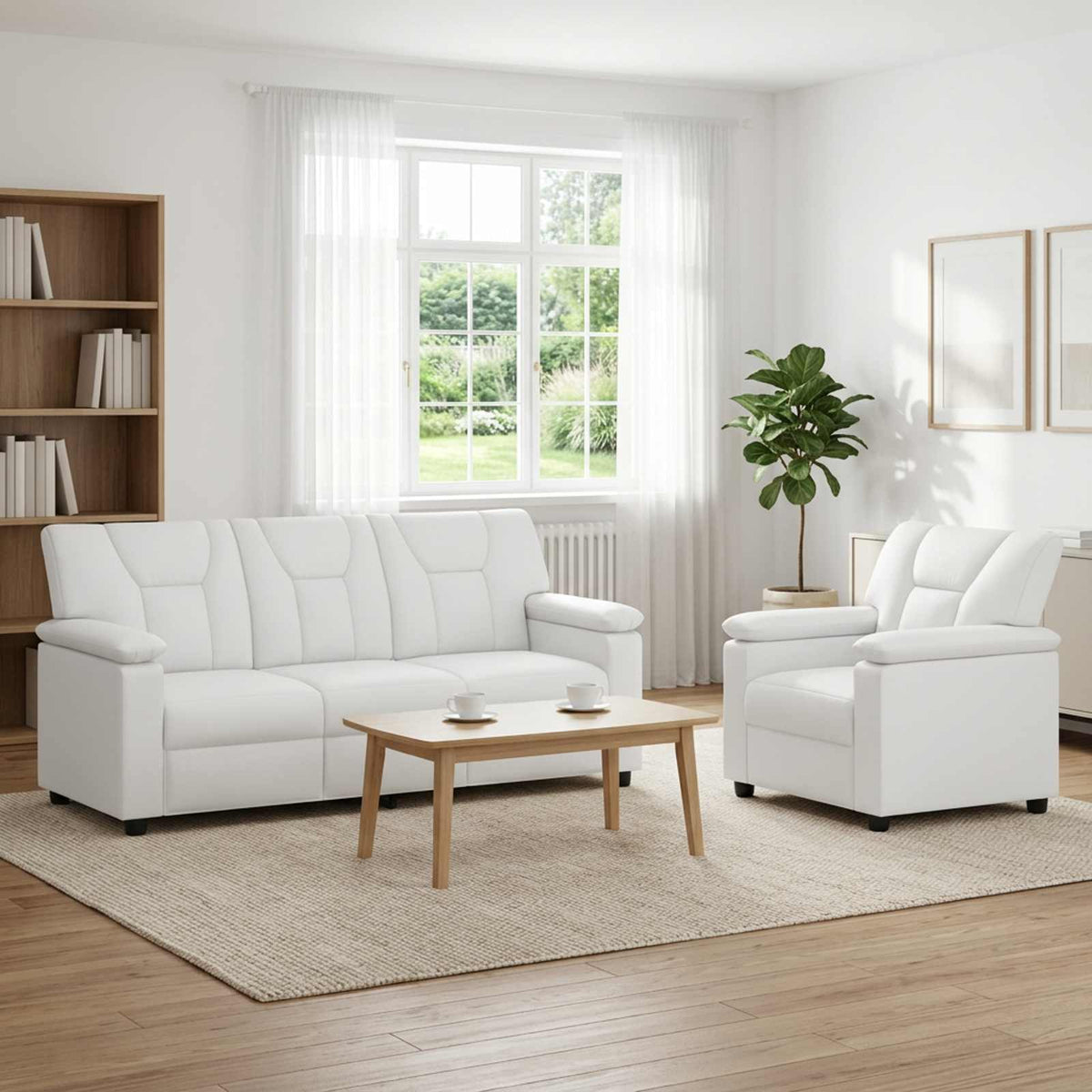 vidaXL Bankstel 2 pcs Wit Kunstleer