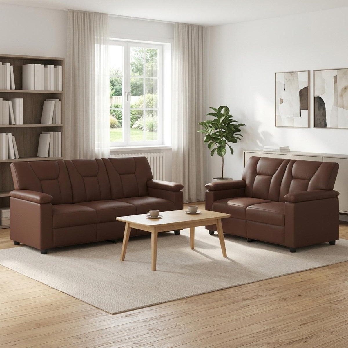 Bankstel 2 pcs Bruin Kunstleer is nu te koop bij PeponiXL, paradijselijk wonen!