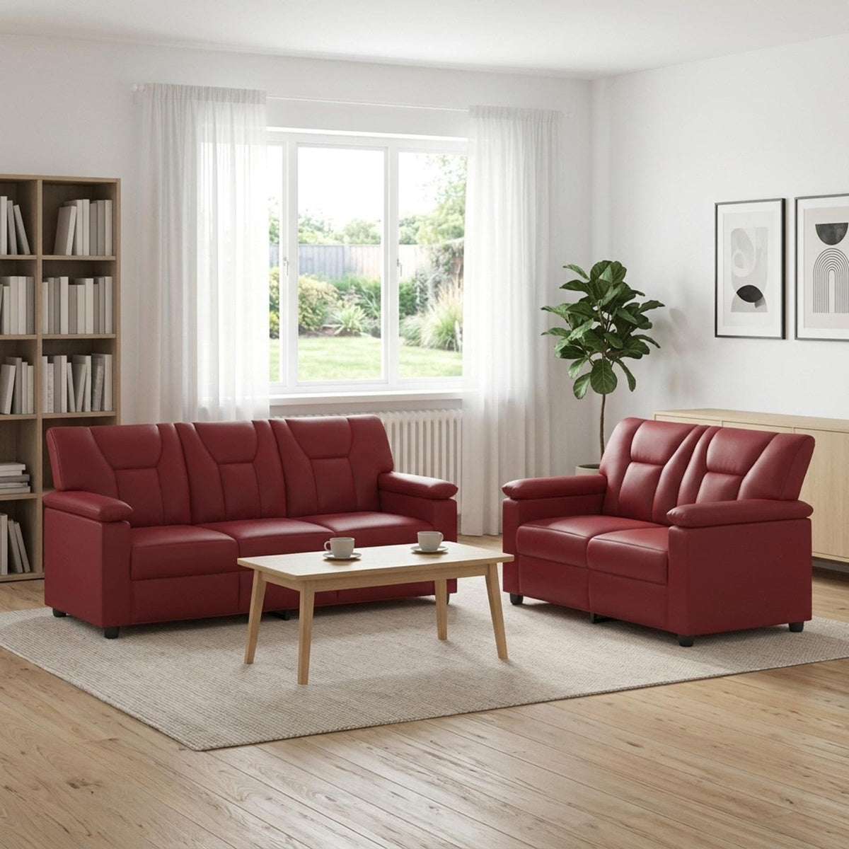 Bankstel 2 pcs Wijnrood Kunstleer is nu te koop bij PeponiXL, paradijselijk wonen!