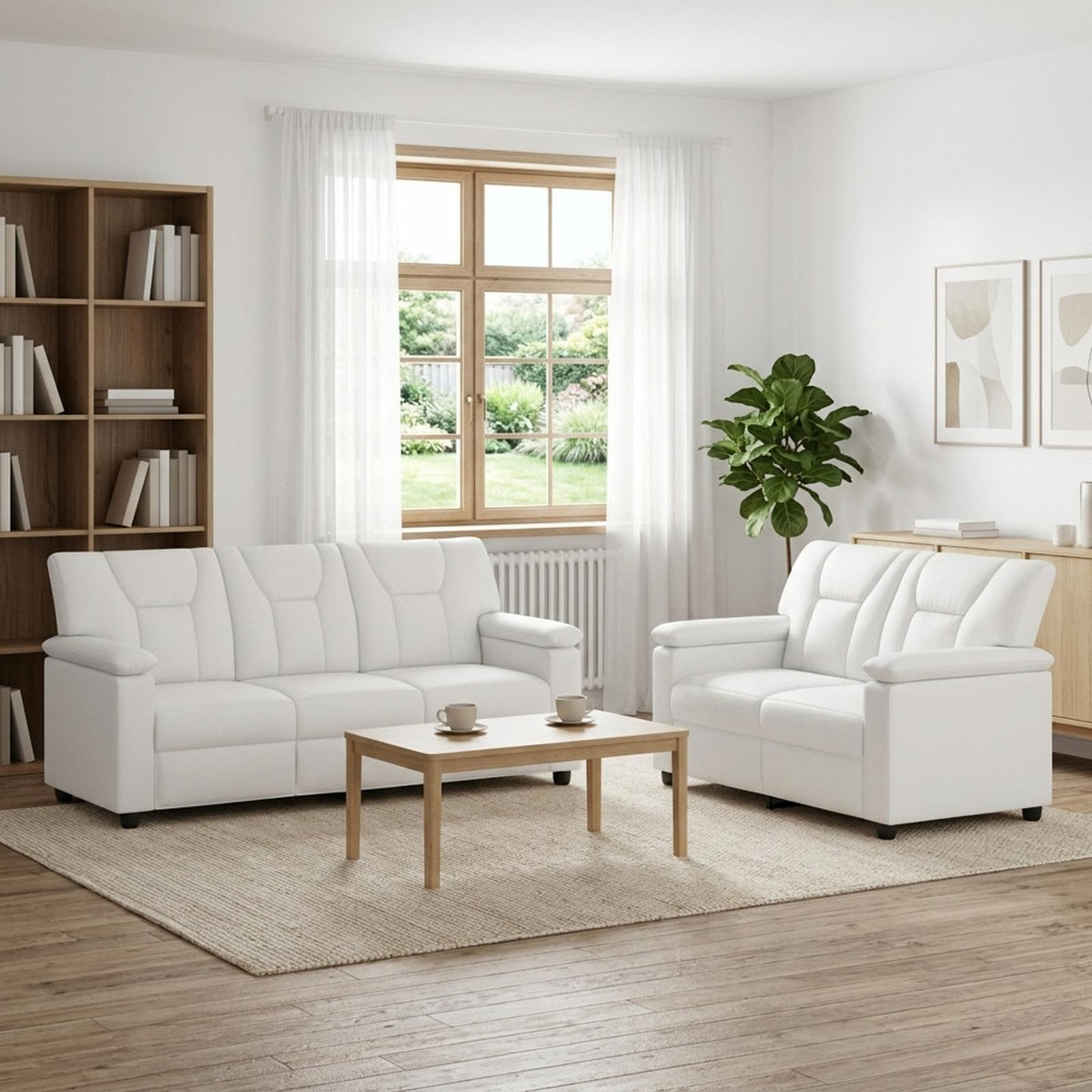 Bankstel 2 pcs Wit Kunstleer is nu te koop bij PeponiXL, paradijselijk wonen!