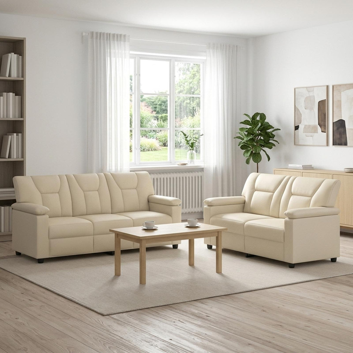 Bankstel 2 pcs Crèmekleurig Kunstleer is nu te koop bij PeponiXL, paradijselijk wonen!