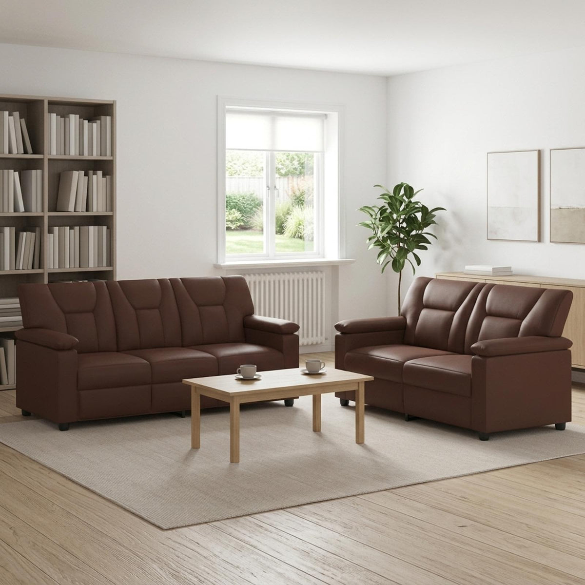 Bankstel 2 pcs Bruin Kunstleer is nu te koop bij PeponiXL, paradijselijk wonen!