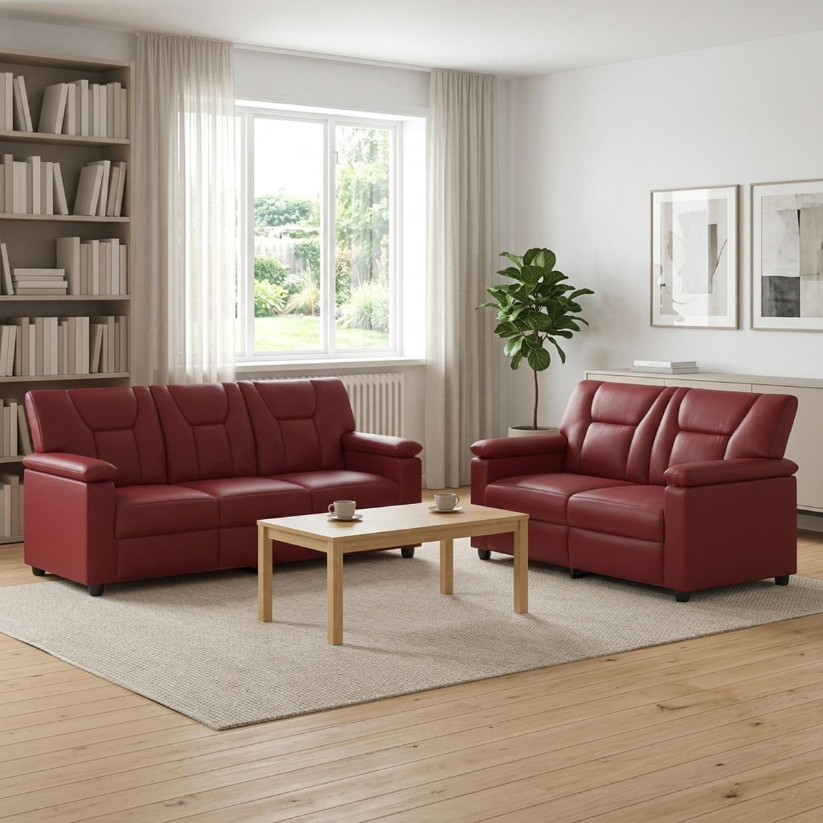 Bankstel 2 pcs Wijnrood Kunstleer is nu te koop bij PeponiXL, paradijselijk wonen!