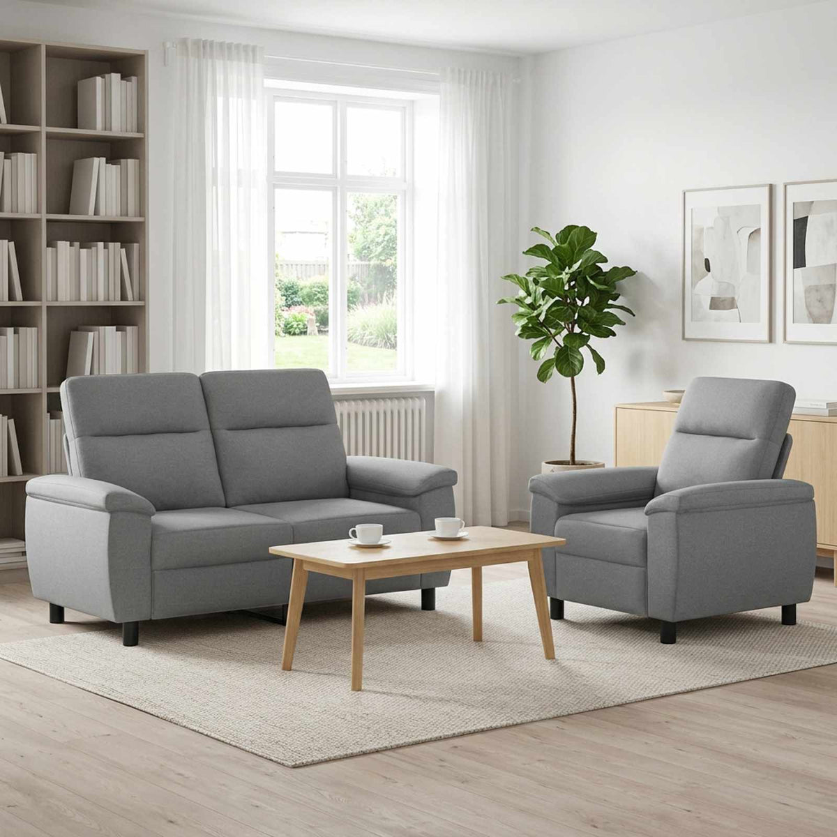 Bankstel 2 pcs Lichtgrijs Stof is nu te koop bij PeponiXL, paradijselijk wonen!