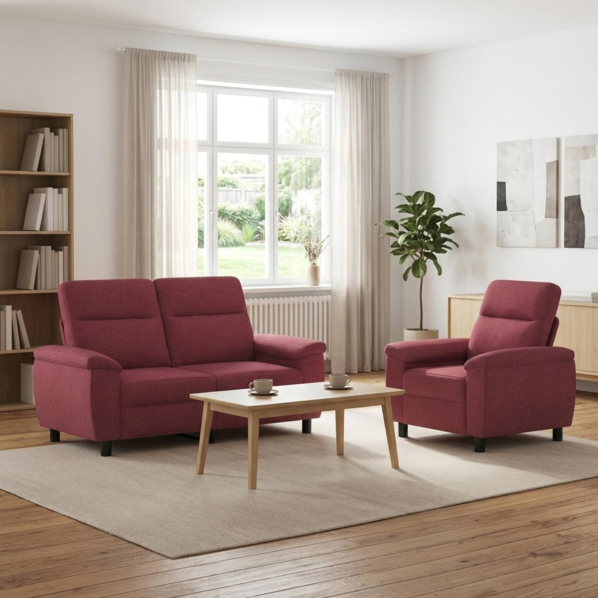 Bankstel 2 pcs Wijnrood Stof is nu te koop bij PeponiXL, paradijselijk wonen!
