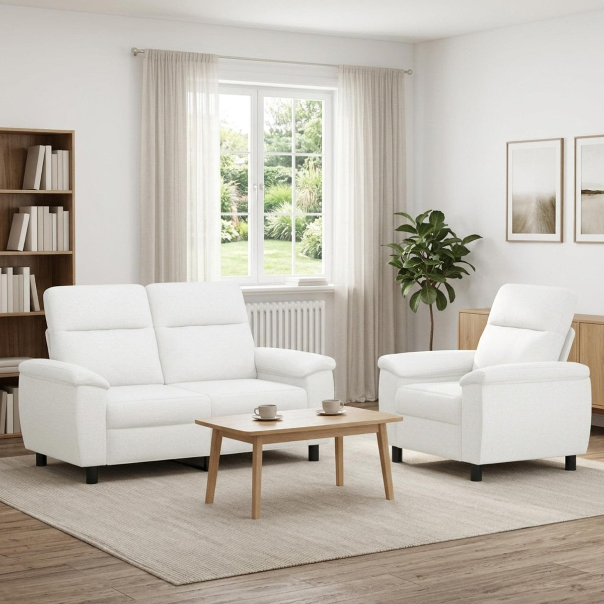 Bankstel 2 pcs Wit Stof is nu te koop bij PeponiXL, paradijselijk wonen!