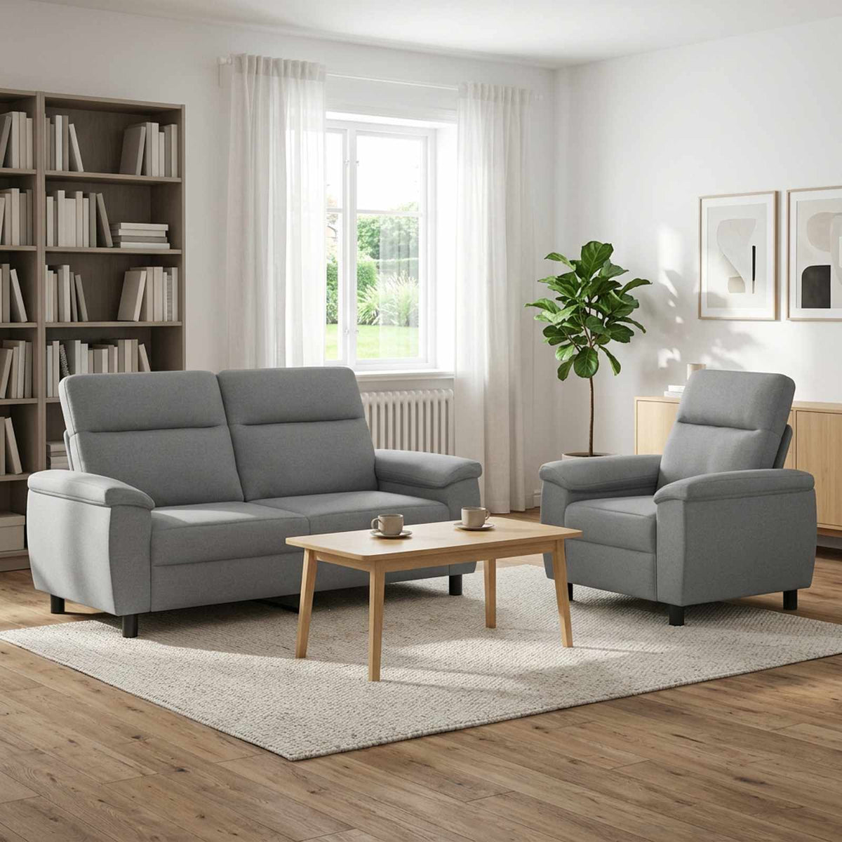 Bankstel 2 pcs Lichtgrijs Stof is nu te koop bij PeponiXL, paradijselijk wonen!